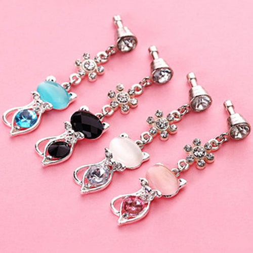 Rhinestone Cat Anti-dust Plug