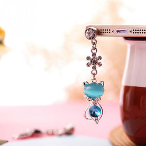 Rhinestone Cat Anti-dust Plug